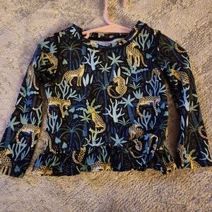 Ruffle Butts Safari Rashguard Swim Top Toddler 2T UPF 50